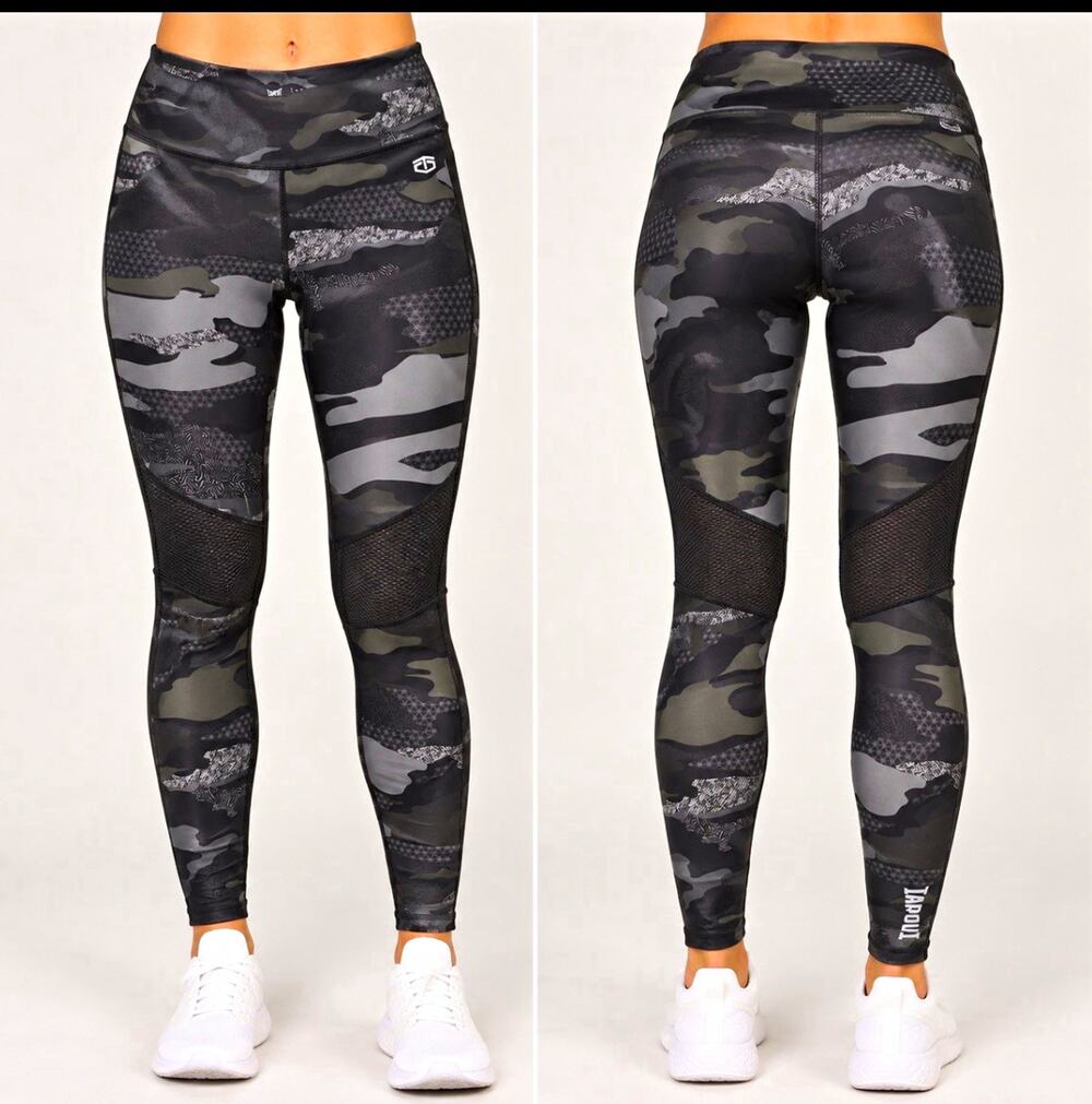 TAPOUT Camo Mix Leggings Womens Small Black Gray Green Activewear NWT Utility